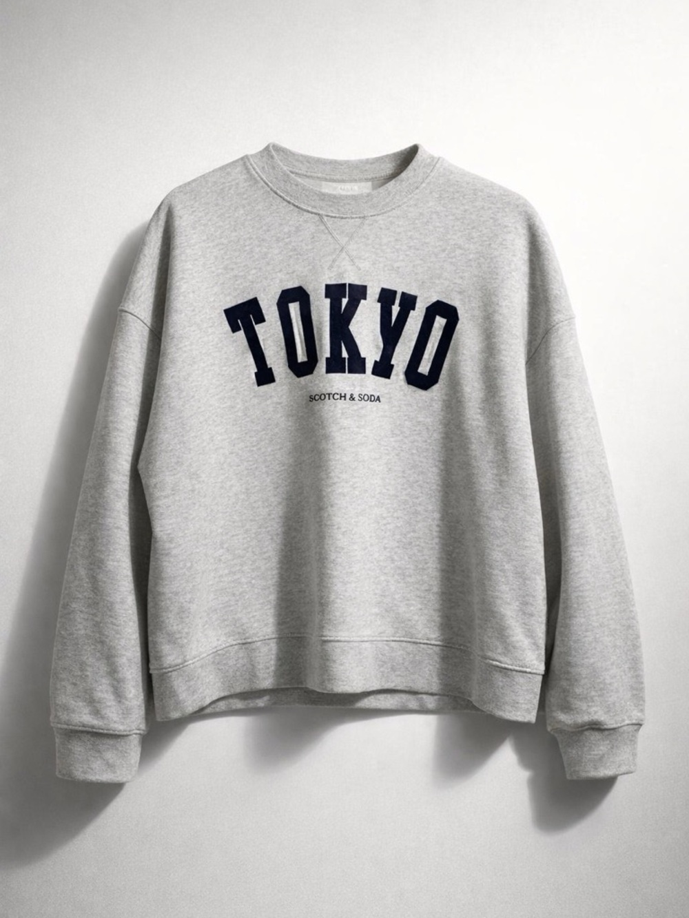 Scotch & Soda Gray Crewneck Sweatshirt with Navy TOKYO Logo